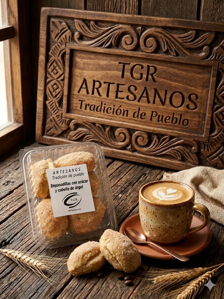 Empanadillas de hojaldre con azúcar rellenas de cabello de ángel
